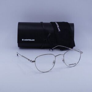 Montblanc MB0111O 001 Geometric Eyeglasses 49mm – Silver